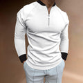 Maglietta polo slim con zip, collo rotondo, colore solido autunnale, stile europeo e americano, marca Valstrend.