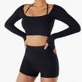 Top sportivo donna Valstrend, maglia aderente a maniche lunghe, con coppa pettorale, per allenamenti e yoga.
