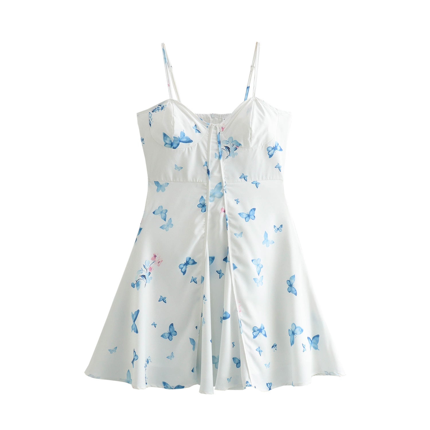 Gonna a primavera e estate, gonna a spalle con farfalle per donna di Valstrend, stile europeo e americano, tessuto leggero.