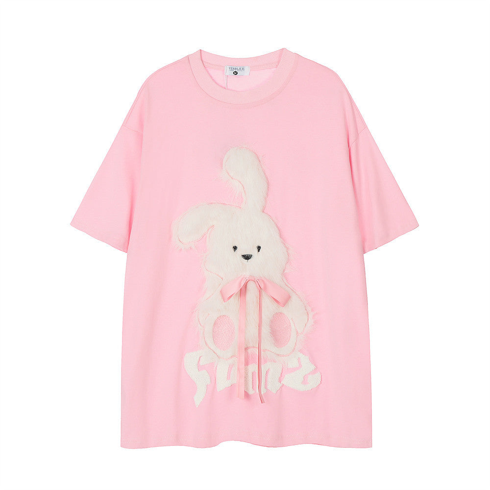 Plush Rabbit Short Sleeve High Street Summer Loose Casual