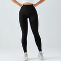 Leggings da yoga a vita alta Valstrend, pantaloni stretch sexy per fitness e sport, modello in tessuto elastico color pesca.