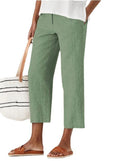 Pantaloni harem a vita alta in cotone e lino di colore solido, stile leggero e confortevole, di marca Valstrend shop