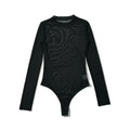 Niche Hot Girl Round Neck Long Sleeve Mesh Transparent Jumpsuit