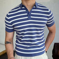 Camicia polo da uomo blu a righe per lavoro, marca Valstrend, tessuto morbido e stile elegante.
