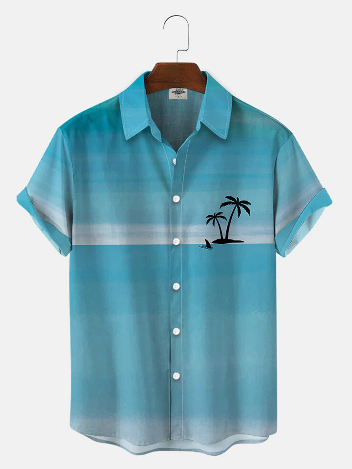 Camicia casual da uomo Valstrend shop, stile vacanza al mare, ideale per occasioni estive e rilassate, vista frontale.