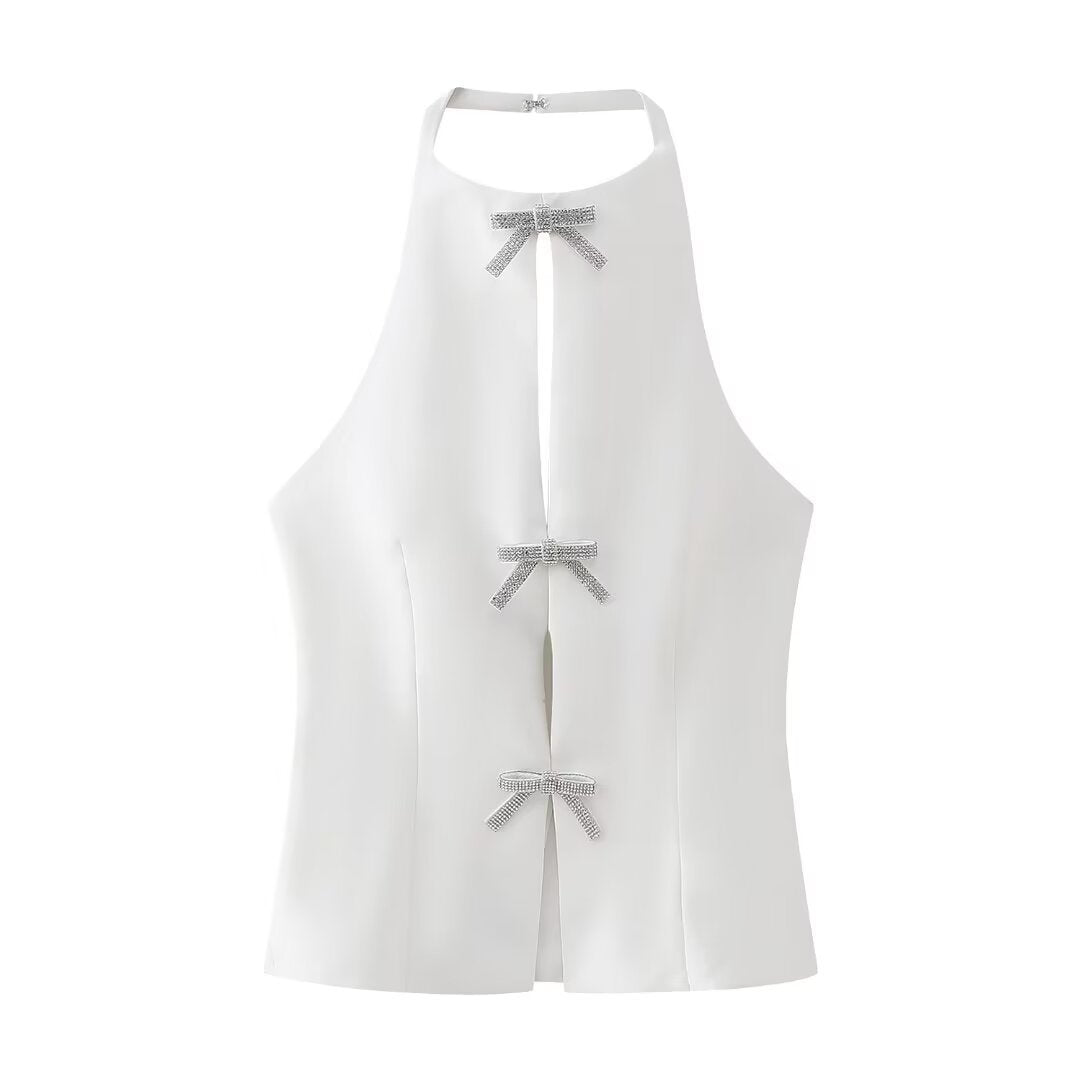 Women's Fashion Jewelry Bowknot Decoration Hanging Collar Top