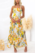 Vestito femminile elegante con spalline a sling e stampa, marca Valstrend, su sfondo chiaro.