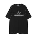 Letter Embroidery Nail Loose T-shirt