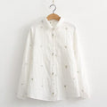 Double-layer Yarn Skin Cotton Loose Long-sleeved Shirt