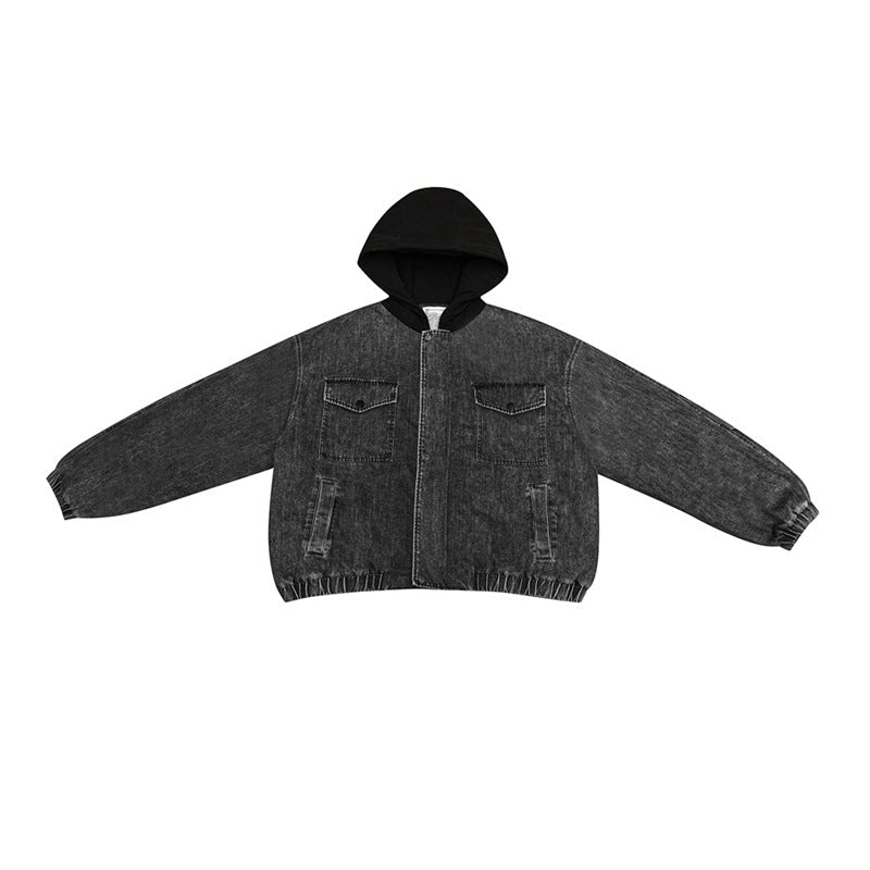 Giacca in denim vintage wash Valstrend, stile retrò con dettagli di tooling, tessuto robusto e design classico.