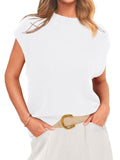 Gilet smanicato in maglia a costine di colore solido Valstrend, senza maniche, stile caldo e confortevole per donna