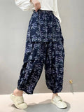 Pantaloni harem da donna in stile giapponese con stampa, pantaloni comodi e alla moda di Valstrend shop.