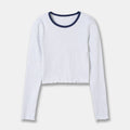 Women's Rib Knitted Curling Short-sleeved T-shirt
