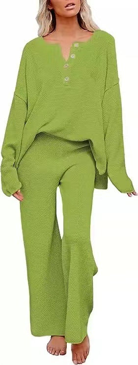 Completo da donna Valstrend, abbigliamento casual a tinta unita, due pezzi, vestibilità comoda e stile rilassato.