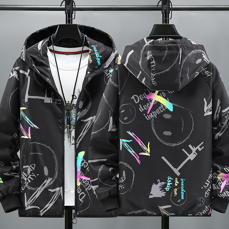 Giacca da uomo primavera e autunno Valstrend, giacca stile liceo, cappotto leggero, con colletto e chiusura frontale.