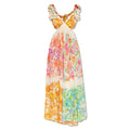 Fashion V-neck Ruffle Sleeve Long Dress Summer Romantic French-Style Flowers Print Bow-knot Backless Design Beach Vacation Dresses Womens Clothing