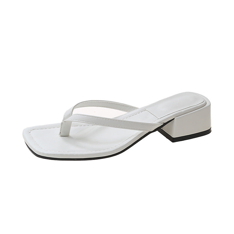 Infradito donna Valstrend con tacco chunky quadrato, suola antiscivolo, perfette per la spiaggia e abbinamenti di moda.