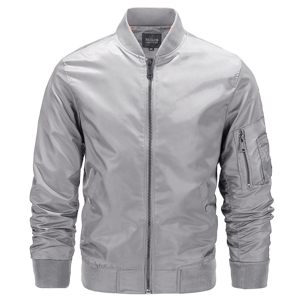 Giacca leggera da uomo Valstrend, primavera e autunno, colletto a stand-up, stile flight, sottile e elegante.
