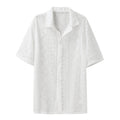 Camicia a maniche corte in pizzo trasparente a rete, stile europeo e americano, marca Valstrend, tessuto color solid.