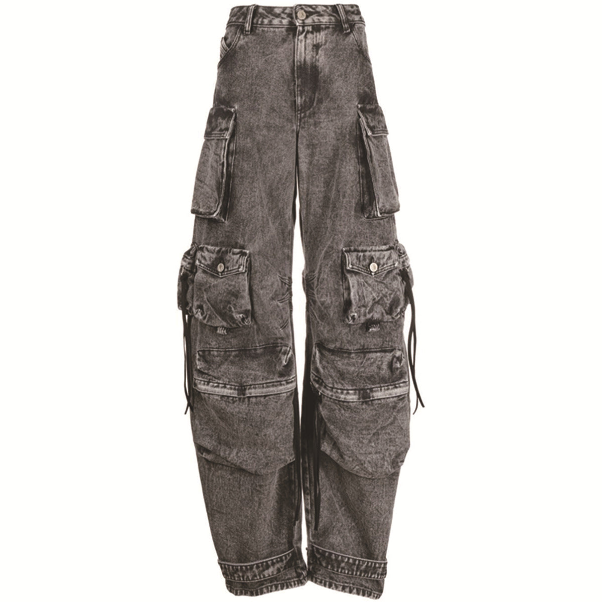 Pantaloni donna a zampa larga Valstrend, multibag, lavati e usurati, stile fashion e casual, con tasche multiple, vestibilità comoda