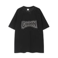 Letter Patch Embroidered Washed And Worn T-shirt