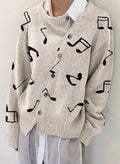 New Style Oblique Buckle Irregular Design Round Neck Knitted Coat For Women