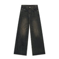 Retro Distressed Loose Straight Washed Jeans