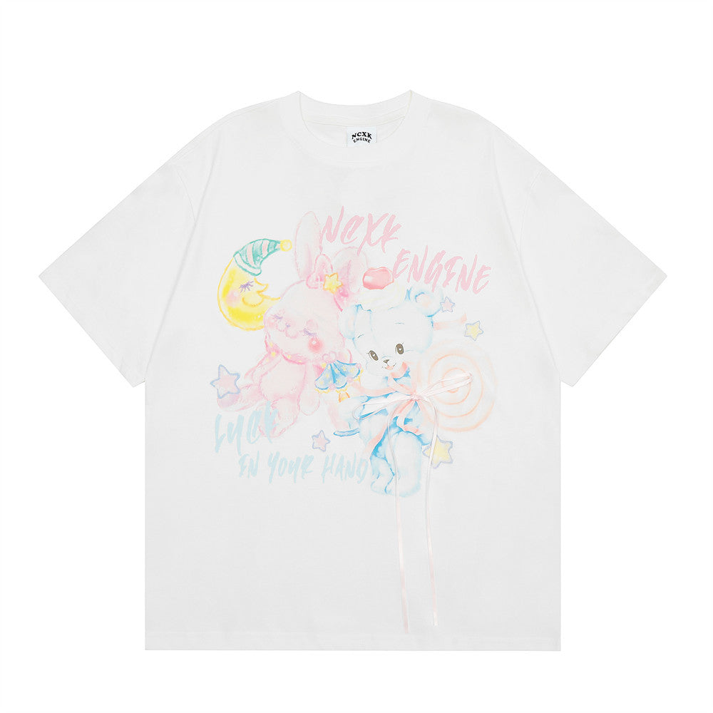 Cute Rabbit Bow Short Sleeve