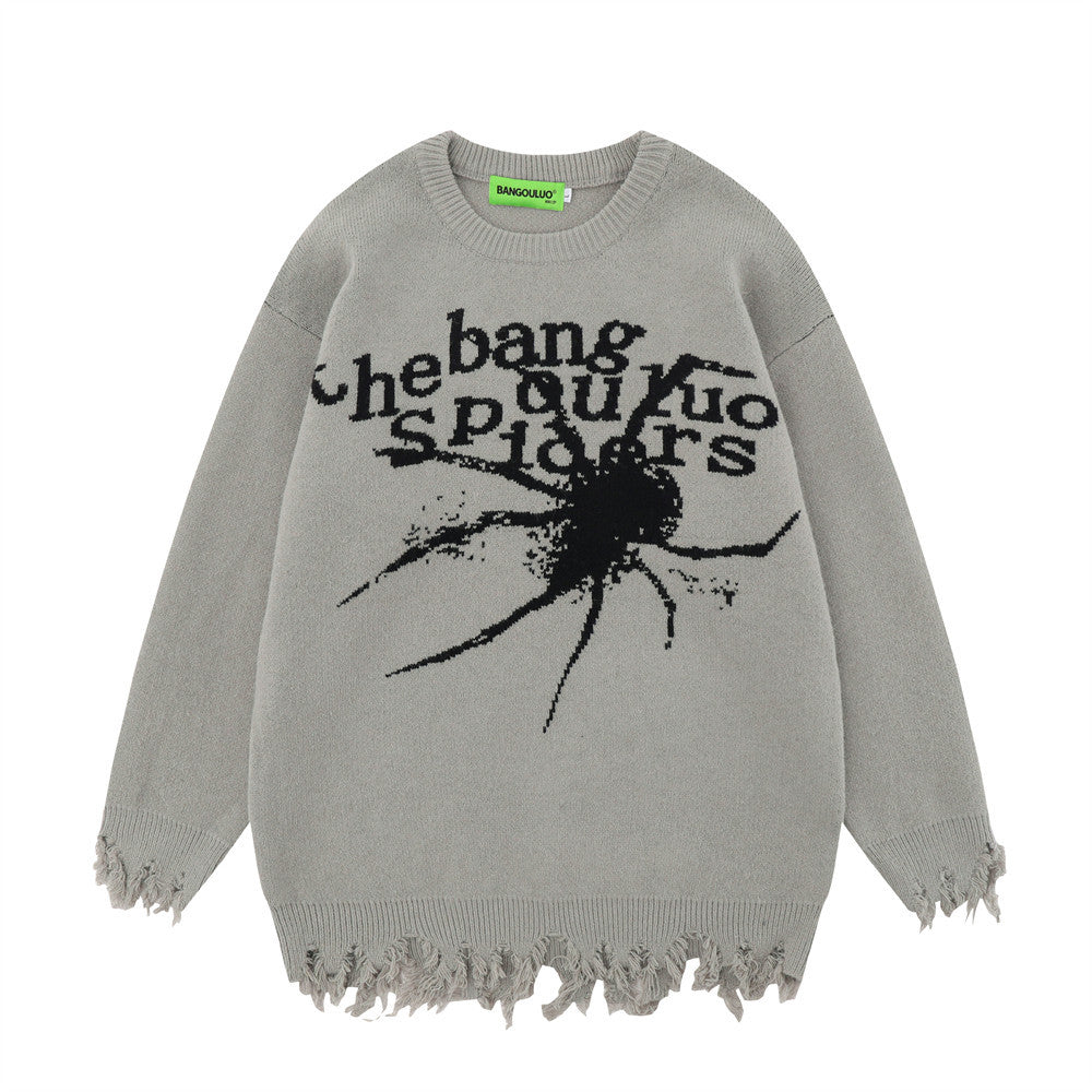 Maglione a maniche lunghe con scollo rotondo e foro a maglia lavorata a uncinetto, stile casual e trendy, marca Valstrend shop