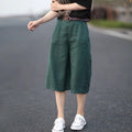 Pantaloni casual oversize cropped in lino e cotone, stile largo e slim, donna, pantaloni corti larghi Valstrend.