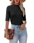 Off-the-shoulder Short Knitted Tight Stretch Short Sleeve Women