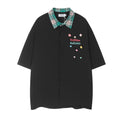 Men's Contrast Color Lapels Short-sleeved Shirt