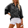 Camicia sottile da donna Valstrend, vestibilità loose e a maniche lunghe, con chiusura singola e stile alla moda.
