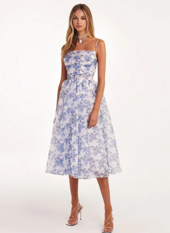 Abito lungo in organza senza spalline di moda Valstrend, vestito elegante da sera in tessuto leggero e trasparente