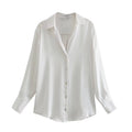 Blusa di seta satinata a 7 colori Valstrend, top elegante con scollatura e maniche lunghe, tessuto lucido e morbido.