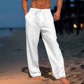 Pantaloni uomo in lino Valstrend, comodi e traspiranti, visualizzati su modello con dettagli e vestibilità eleganti.
