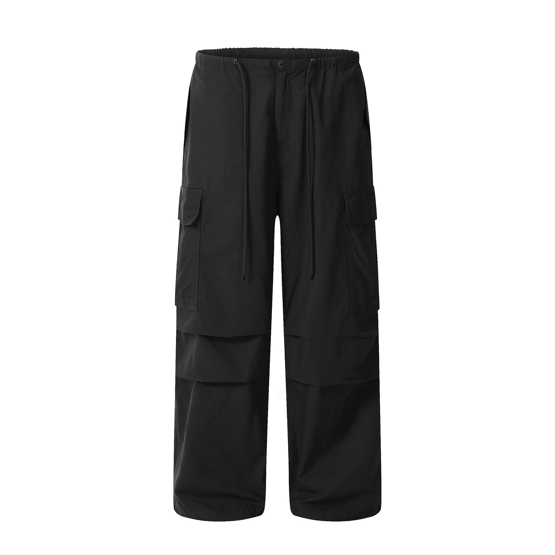 Pantaloni larghi a zampa larga in stile retrò Valstrend, con bretelle e design casual, visibili in questa immagine.