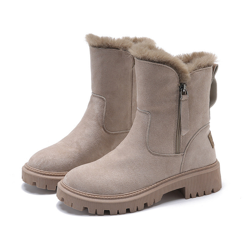 Stivali donna imbottiti in cotone Valstrend con fodera in pelliccia, scarpe invernali antineve con suola antiscivolo