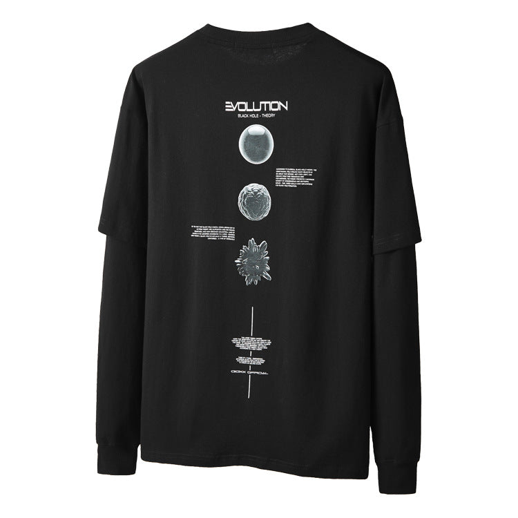 T-shirt uomo a maniche lunghe in cotone morbido, vestibilità ampia, marca Valstrend, colore bianco, dettaglio semplice e confortevole