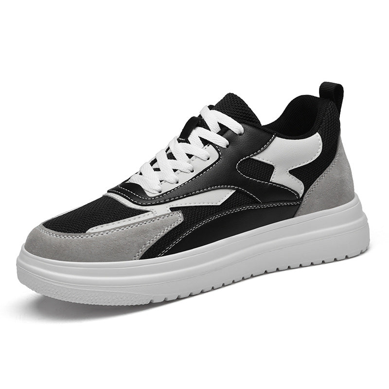 Scarpe bianche in mesh e cuoio con cuciture, modello Valstrend, stile alla moda e traspirante.