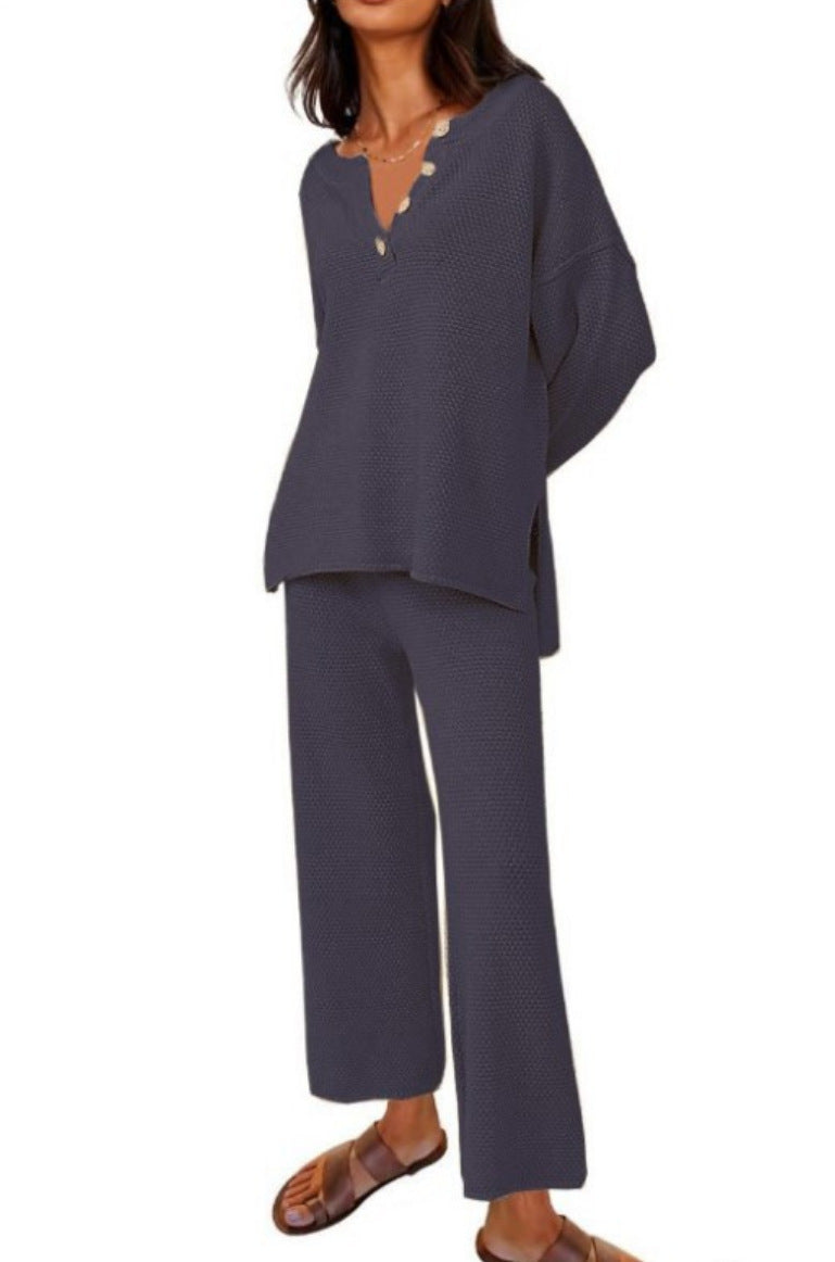 Completo donna moda a tinta unita, vestito comodo e loose, due pezzi, stile casual e rilassato, brand Valstrend.
