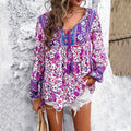 Camicia donna a maniche lunghe con stampa floreale per le festività, marca Valstrend, stile elegante e casual