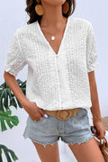 Top da donna Valstrend con maniche a sbuffo in pizzo e chiusura con fibbia, stile street casual.