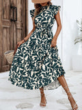 Vestito da donna Valstrend, abbigliamento alla moda con stampa lace e dettagli stringy in tessuto selvedge.