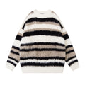 Maglione da uomo a righe in stile pelliccia di visone con girocollo, marca Valstrend, tessuto morbido e caldo.
