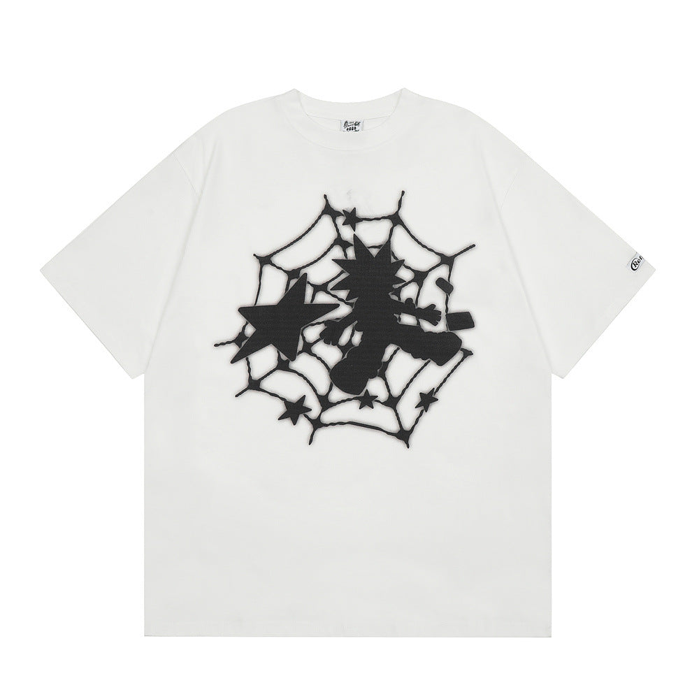 Spider Web Cartoon Printed Short Sleeve