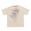 Dragon Pattern Printed Short Sleeve Cotton Fried Salt