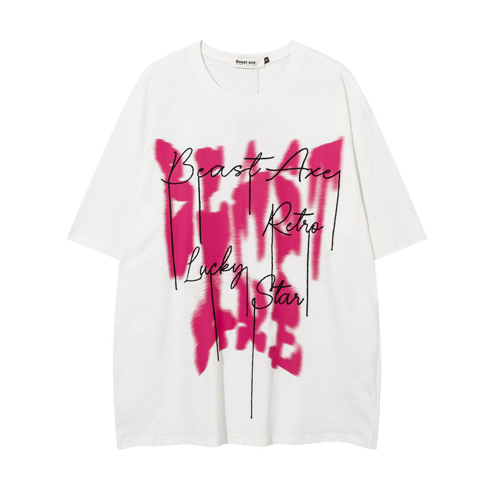 Graffiti Line Embroidery Short Sleeve