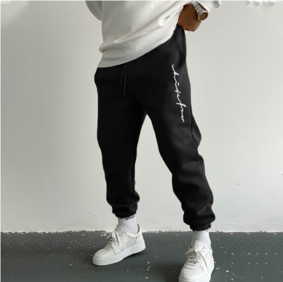 Pantaloni casual da uomo Valstrend, autunno, stampa minimalista, look rilassato, tessuto comodo, ideale per il tempo libero.