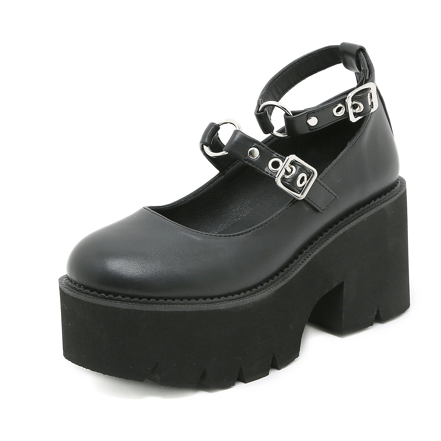 Scarpe platform in stile retrò con fibbia britannica Valstrend, design vintage e dettagli eleganti, calzature di moda femminile